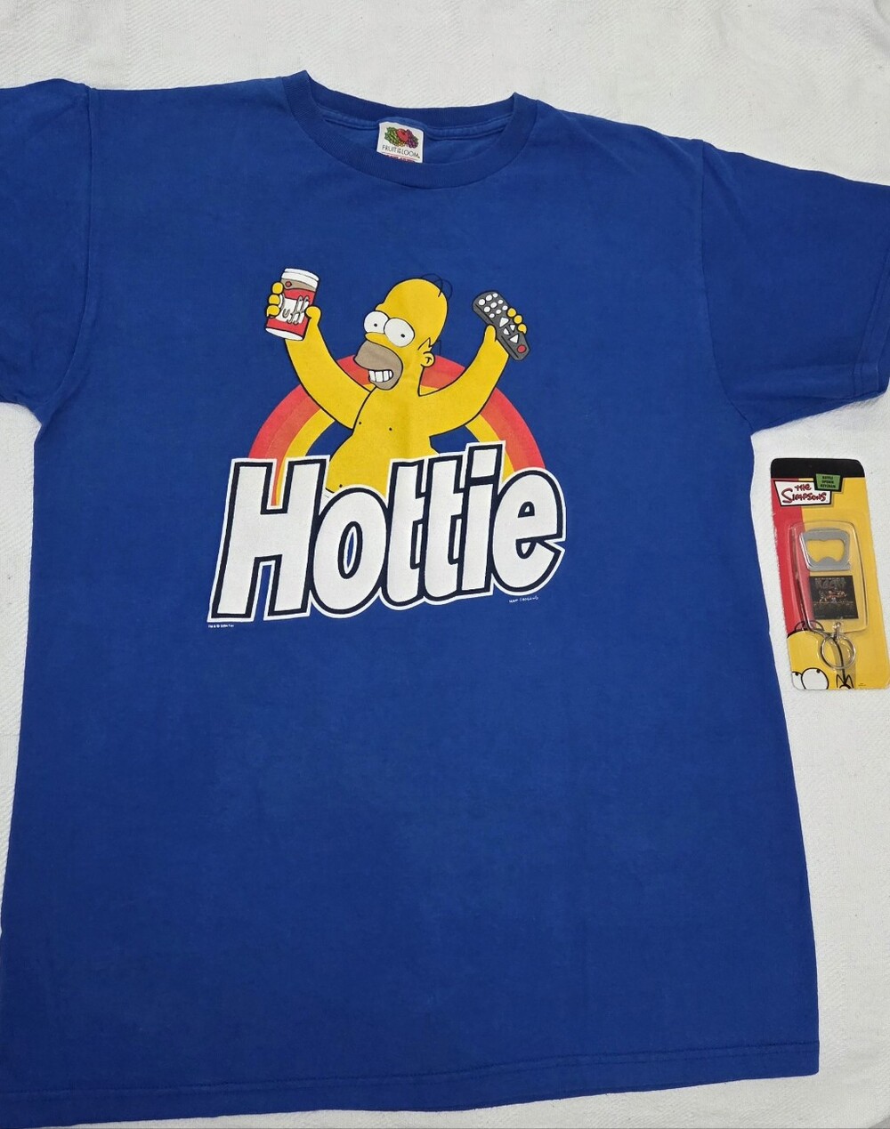 The Simpsons Homer Simpson Hottie Blue Shirt & Bottle Opener Keychain Set